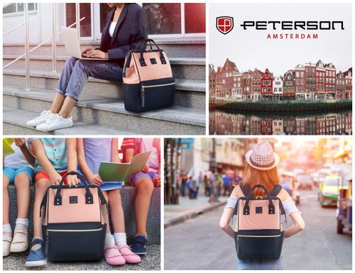 plecak materiałowy ptn alfa-6027 navy+pink na Arena.pl