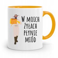 Kubek Zółty Dla Pszczelarza Płynie Miód Prezent Z Nadrukiem Ze Zdjęciem