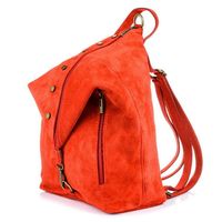 VERA PELLE plecak damski zamszowy elegancki z ćwiekami V409 czerwony