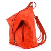 VERA PELLE plecak damski zamszowy elegancki z ćwiekami V409 czerwony