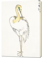 Obraz 70x100cm  Great White Egret, Kashu Japoński Vintage