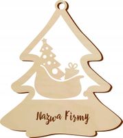 DREWNIANA BOMBKA Z napisem LOGO nazwa firmy na choinkę mikołajki GRAWER