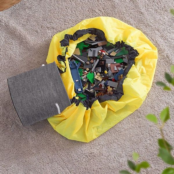 Kosz na zabawki DIXI szary z matą na klocki zabawki zdjęcie 9