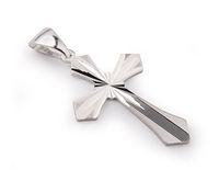 DUŻY SREBRNY WISIOREK KRZYŻ KRZYŻYK DIAMENTOWANY