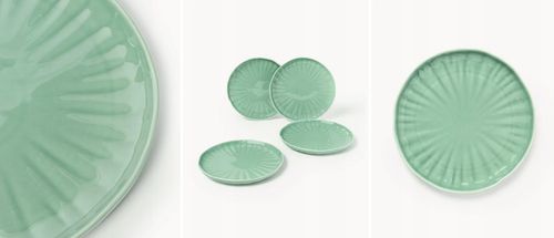 Komplet naczyń z porcelany z reliefem Sali dla 4 osób 12elem Miętowy na Arena.pl