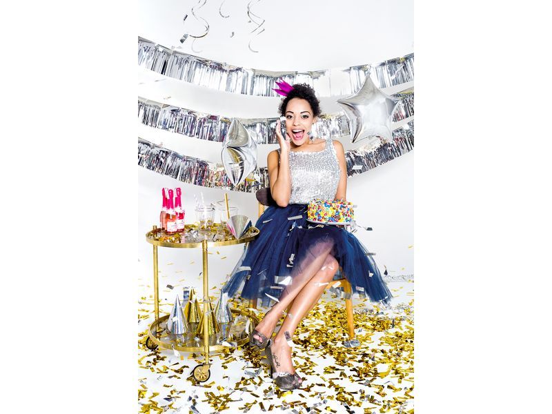 Konfetti pneumatyczne, paski srebrne, 60 cm (PD) zdjęcie 3