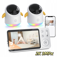 NIANIA ELEKTRONICZNA 2 KAMERĄ WIFI OBROTOWA 2K 3MPx 4X ZOOM +MONITOR LCD 5"