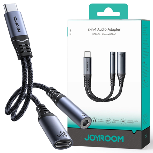 Adapter audio 2w1 Joyroom SY-C02 USB-C do 3.5mm i USB-C (czarny) na Arena.pl