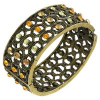 Metalowa sztywna bransoletka kolorowe kamienie