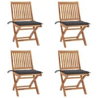 Składane krzesła ogrodowe z poduszkami, 4 szt., drewno tekowe