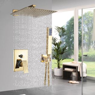 złoty zestaw podtynkowy prysznicowy natryskowy kolumna INDES