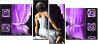 120CM 55 OBRAZ 4 ELEM PIĘKNA DZIEWCZYNA FIOLECIE ŚCIENNY