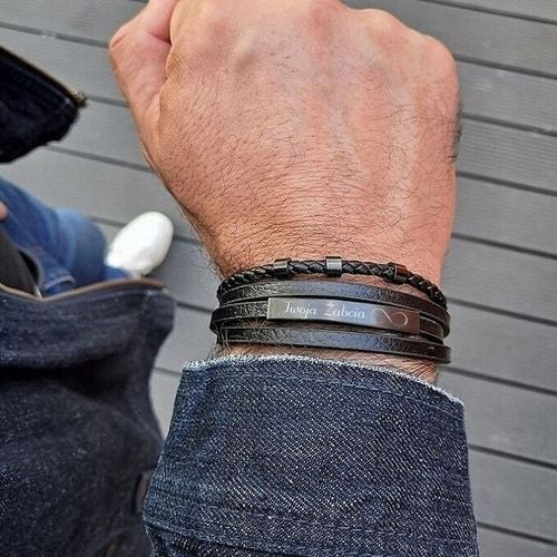 Bransoletka dla SYNA taty BRATA z GRAWEREM czarna na Arena.pl