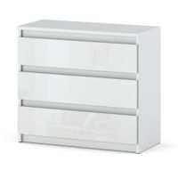 Komoda Nowoczesna 3 Szuflady Pojemna Szafka Salon Sypialnia Biały Połysk