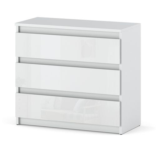 Komoda Nowoczesna 3 Szuflady Pojemna Szafka Salon Sypialnia Biały Połysk na Arena.pl