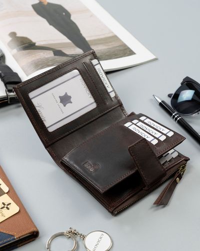 skórzany portfel męski w stylu retro - rovicky na Arena.pl