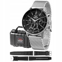 Zegarek Męski Vostok Europe VK63-560A690-MEGA SET srebrny bransoleta