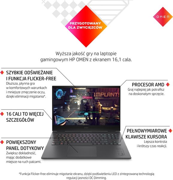 HP OMEN 16 FullHD IPS 144Hz AMD Ryzen 7 5800H 8-rdzeni 16GB DDR4 1TB SSD NVMe NVIDIA GeForce RTX 3070 8GB Windows 11 na Arena.pl