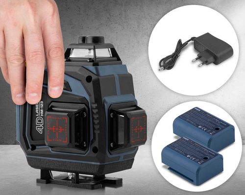 POZIOMICA LASEROWA LASER KRZYŻOWY 4D SAMOPOZIOMUJĄCY 40m 2 Akumulatory na Arena.pl