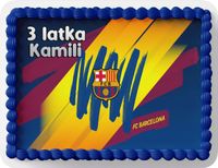 PROSTOKĄTNY OPŁATEK NA TORT A4 20x29CM - FC BARCELONA + IMIĘ