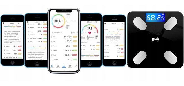 WAGA ŁAZIENKOWA ANALITYCZNA SLIM 180KG SMART+ 25w1 BLUETOOTH ANDROID / iOs zdjęcie 2