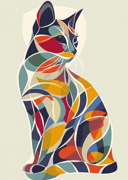 Plakat 64x90cm Kalejdoskopowy Kot zdjęcie 1