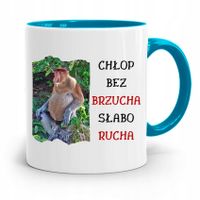 Kubek Błękitny Nosacz Janusz Chłop Bez Brzucha Z Nadrukiem Ze Zdjęciem