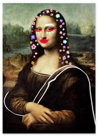 Plakat cyfrowy do wydruku Mona Lisa kwiaty