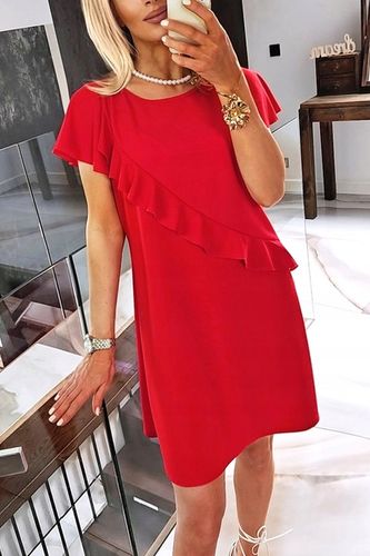 .SUKIENKA W KWIATY Z FALBANKA TRAPEZOWA MASKUJĄCA BRZUSZEK W LITERE A na Arena.pl