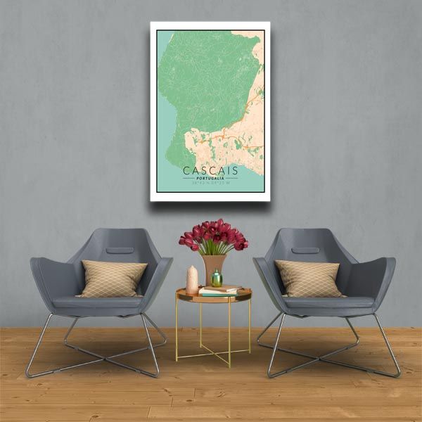 Cascais mapa kolorowa - obraz na płótnie 70x100 cm zdjęcie 2