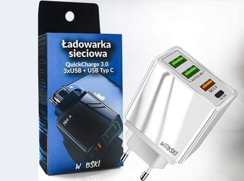 Bardzo Szybka ŁADOWARKA 4usb QC Power Delivery ŁADUJE 4 URZĄDZENIA NA RAZ na Arena.pl