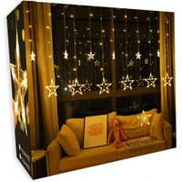 KURTYNA ŚWIETLNA 138LED GWIAZDKI LAMPKI CHOINKOWE GIRLANDA BIAŁY CIEPŁY 5M.