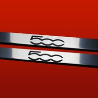 Listwa progowa FIAT 500 Stal nierdzewna 304 połysk z czarnymi literami 2szt