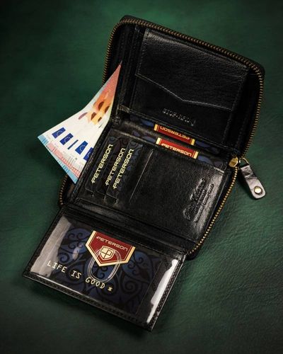 duży, skórzany portfel męski zapinany na suwak - peterson na Arena.pl