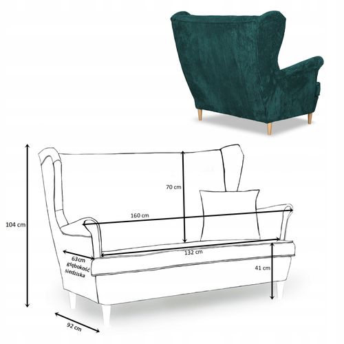 Zestaw wypoczynkowy uszak Bonito sofa fotele Family Meble zielony sztruks na Arena.pl