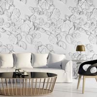 Fototapeta - Biały ornament: róże 350x245