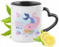 Kubek Czarny Z Uszkiem W Kształcie Serca Dla Neli Idealny Na Prezent