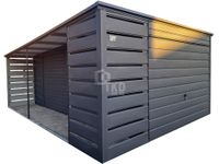 Garaż blaszany 3x6m + wiata 1m Brama uchylna drzwi dach TKD247