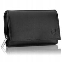Portfel skórzany damski STEVENS RFID skóra Czarny portmonetka karty