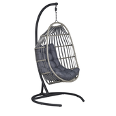 Fotel wiszący ze stojakiem rattanowy ciemnoszary SESIA