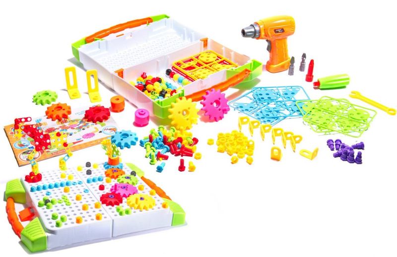 Puzzle Klocki w walizce 4w1 + wkrętarka 181 el. zdjęcie 1