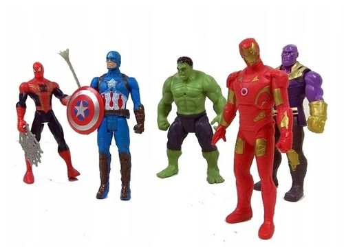 AVENGERS ZESTAW FIGURKI 5 FIGUREK AMERYKA SPIDERMAN BATMAN HULK IRON 2165 na Arena.pl
