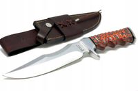 Nóż myśliwski BOWIE ręcznie wykonany stal D2 drewno PAKKA skórzane etui