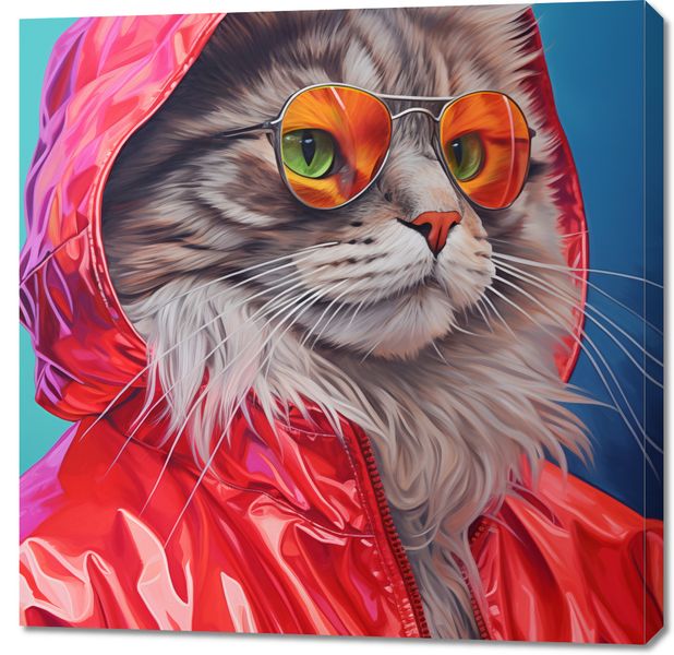 Obraz 90x90cm Kot w Stylu zdjęcie 1