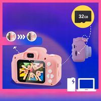Aparat Cyfrowy Fotograficzny dla Dzieci Różowy 1080p Selfie + Karta SD 32GB