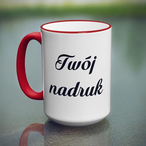 Duży kubek XXL z czerwonym uszkiem z Twoim nadrukiem na Arena.pl