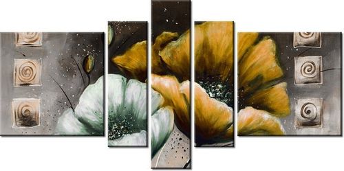 80CM 160CM OBRAZ 5 ELEM MALOWANE MAKI ZÓŁCI DRUK ŚCIENNY na Arena.pl