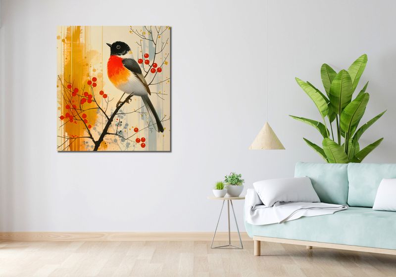 Obraz 90x100cm Jesienny Rudzik zdjęcie 2