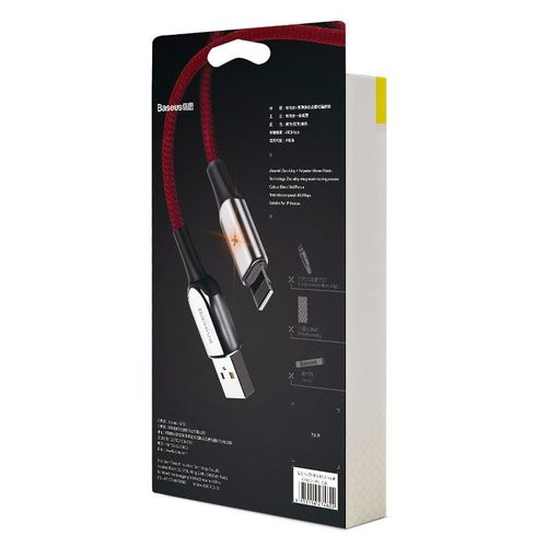 Kabel Lightning Z Diodą Led Baseus X-Type 1M 2.4A (Czerwony) na Arena.pl