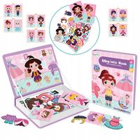 KLOCKI MAGNETYCZNE UKŁADANKA KSIĄŻKA JEDNOROŻEC LALKA PUZZLE DLA DZIECI